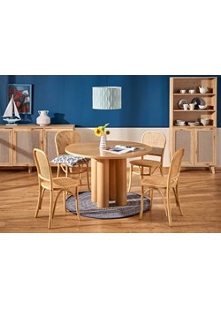 Okrągły rustykalny stół z 4 krzesłami - Nobros ze sklepu Edinos.pl w kategorii Zestawy mebli kuchennych - zdjęcie 172404484