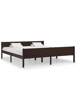 Drewniane dwuosobowe łóżko ciemny brąz 180x200 - Siran 7X ze sklepu Edinos.pl w kategorii Łóżka i materace - zdjęcie 172404531