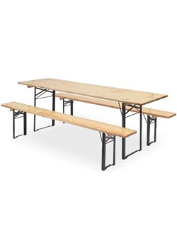 Składany komplet drewniany stół z 2 ławkami - Vestigo 3 rozmiary ze sklepu Edinos.pl w kategorii Zestawy mebli ogrodowych - zdjęcie 172404781