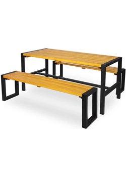 Komplet nowoczesnych mebli ogrodowych stół i 2 ławki - Votiso ze sklepu Edinos.pl w kategorii Zestawy mebli ogrodowych - zdjęcie 172404783