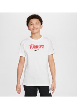 T-shirt piłkarski dla dużych dzieci Nike Turcja Crest - Biel ze sklepu Nike poland w kategorii T-shirty chłopięce - zdjęcie 172407221