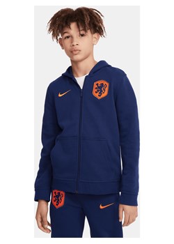 Dzianinowa bluza z kapturem i zamkiem na całej długości dla dużych dzieci (chłopców) Holandia - Niebieski ze sklepu Nike poland w kategorii Bluzy chłopięce - zdjęcie 172407233
