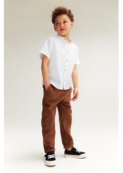 H & M - Koszula ze stójką i domieszką lnu - Biały ze sklepu H&M w kategorii Koszule chłopięce - zdjęcie 172407741