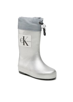 Calvin Klein Jeans Kalosze Rain Boot V3X6-80425-0083 M Srebrny ze sklepu MODIVO w kategorii Kalosze dziecięce - zdjęcie 172408814