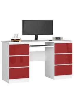 Nowoczesne biurko biało-czerwone połysk - Abetti 3X ze sklepu Edinos.pl w kategorii Biurka i sekretarzyki - zdjęcie 172411021