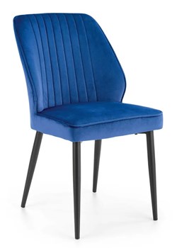 Niebieskie welurowe krzesło tapicerowane - Arsin ze sklepu Edinos.pl w kategorii Krzesła - zdjęcie 172411130