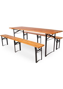 Zestaw stół i 2 ławki do ogródka restauracyjnego - Festis 3 rozmiary ze sklepu Edinos.pl w kategorii Zestawy mebli ogrodowych - zdjęcie 172411582