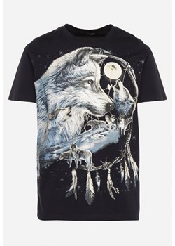 Granatowa Koszulka Bawełniana z Dużym Nadrukiem na Przodzie Quexolia ze sklepu Born2be Odzież w kategorii T-shirty męskie - zdjęcie 172414841