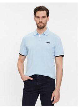 KARL LAGERFELD Polo 745403 541233 Błękitny Regular Fit ze sklepu MODIVO w kategorii T-shirty męskie - zdjęcie 172415782