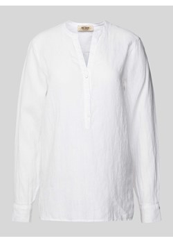 Bluzka lniania z kołnierzem z lamówką model ‘Danna’ ze sklepu Peek&Cloppenburg  w kategorii Bluzki damskie - zdjęcie 172416833