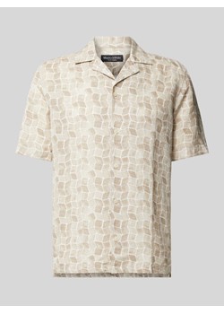 Koszula lniana o kroju regular fit z nadrukiem na całej powierzchni ze sklepu Peek&Cloppenburg  w kategorii Koszule męskie - zdjęcie 172416881
