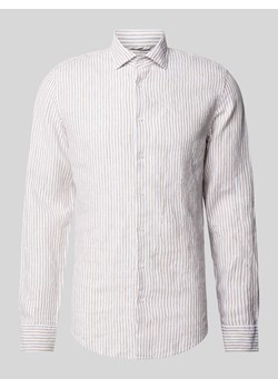 Koszula lniana o kroju slim fit z kołnierzykiem typu kent ze sklepu Peek&Cloppenburg  w kategorii Koszule męskie - zdjęcie 172417950