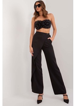 Szerokie spodnie materiałowe czarne ze sklepu 5.10.15 w kategorii Spodnie damskie - zdjęcie 172420143