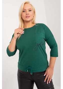 Bluzka plus size ze ściągaczem ciemno zielona ze sklepu 5.10.15 w kategorii Bluzki damskie - zdjęcie 172420171