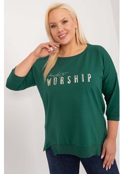 Bluzka plus size z napisem ciemno zielona ze sklepu 5.10.15 w kategorii Bluzki damskie - zdjęcie 172420174