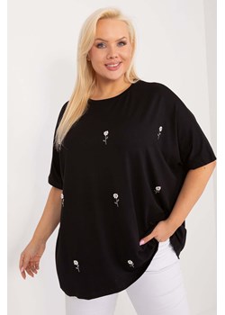 Bluzka plus size z okrągłym dekoltem czarna ze sklepu 5.10.15 w kategorii Bluzki damskie - zdjęcie 172420200