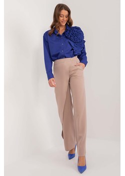 Szerokie spodnie materiałowe ciemno beźowe ze sklepu 5.10.15 w kategorii Spodnie damskie - zdjęcie 172420204