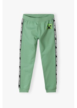 Zielone spodnie dresowe ocieplane chłopięce Minecraft ze sklepu 5.10.15 w kategorii Spodnie chłopięce - zdjęcie 172420242