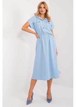 Midi sukienka na co dzień jasno niebieska ze sklepu 5.10.15 w kategorii Sukienki - zdjęcie 172420270