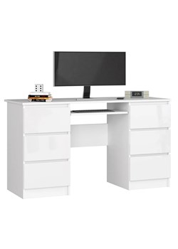 Białe biurko do pracowni i biura z szufladami połysk - Abetti 3X ze sklepu Edinos.pl w kategorii Biurka i sekretarzyki - zdjęcie 172421421