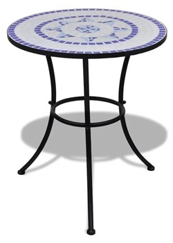 Stolik na taras okragły ceramiczny Valen – niebiesko-biały ze sklepu Edinos.pl w kategorii Stoły ogrodowe - zdjęcie 172422114