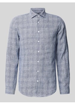 Koszula lniana o kroju slim fit ze wzorem w kratę glencheck ze sklepu Peek&Cloppenburg  w kategorii Koszule męskie - zdjęcie 172422232