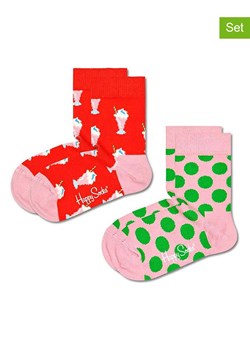 Happy Socks Skarpety (2 pary) &quot;Milkshake&quot; w kolorze zielono-czerwono-jasnoróżowym ze sklepu Limango Polska w kategorii Skarpetki dziecięce - zdjęcie 172422712