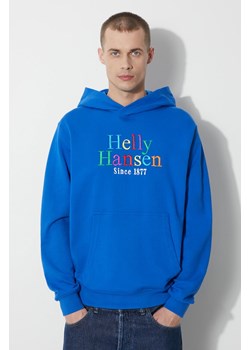 Helly Hansen bluza męska kolor niebieski z kapturem z aplikacją 53924 ze sklepu PRM w kategorii Bluzy męskie - zdjęcie 172422912