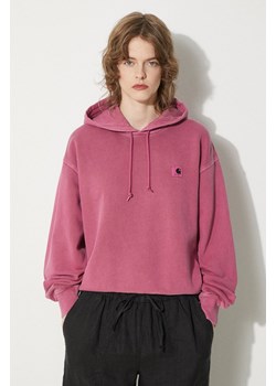 Carhartt WIP bluza bawełniana Hooded Nelson Sweat damska kolor różowy z kapturem gładka I032741.1YTGD ze sklepu PRM w kategorii Bluzy damskie - zdjęcie 172422962