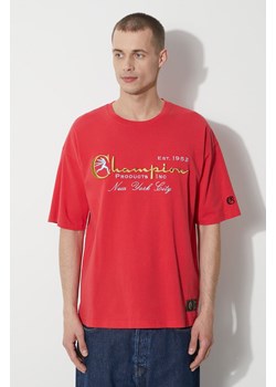 Champion t-shirt bawełniany męski kolor czerwony z aplikacją 219998 ze sklepu PRM w kategorii T-shirty męskie - zdjęcie 172423260