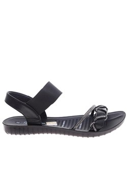 Czarne wsuwane sandały na płaskim obcasie /F3-2 16276 T240/ ze sklepu Pantofelek24.pl w kategorii Sandały damskie - zdjęcie 172424331