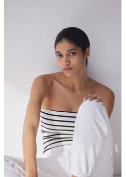 H & M - Top bandeau w prążki - Biały ze sklepu H&M w kategorii Bluzki damskie - zdjęcie 172425783