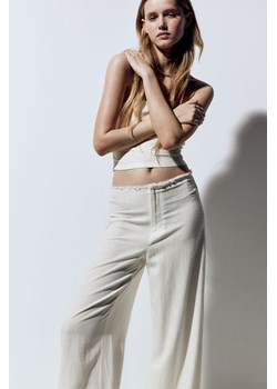 H & M - Spodnie z domieszką lnu - Biały ze sklepu H&M w kategorii Spodnie damskie - zdjęcie 172425803