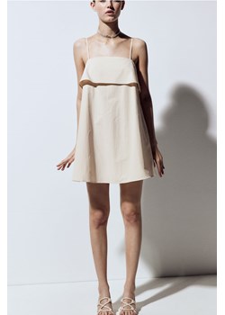 H & M - Trapezowa sukienka z popeliny - Beżowy ze sklepu H&M w kategorii Sukienki - zdjęcie 172425953