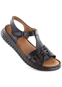 Skórzane sandały damskie na rzep czarne Artiker 54C0812 ze sklepu ButyModne.pl w kategorii Sandały damskie - zdjęcie 172426071