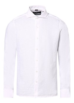 Nils Sundström Męska koszula lniana Mężczyźni Slim Fit len biały jednolity ze sklepu vangraaf w kategorii Koszule męskie - zdjęcie 172426323