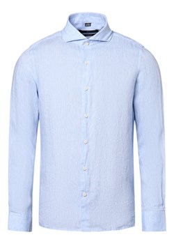 Nils Sundström Męska koszula lniana Mężczyźni Slim Fit len jasnoniebieski jednolity ze sklepu vangraaf w kategorii Koszule męskie - zdjęcie 172426324