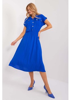 Midi sukienka na co dzień kobaltowa ze sklepu 5.10.15 w kategorii Sukienki - zdjęcie 172426534