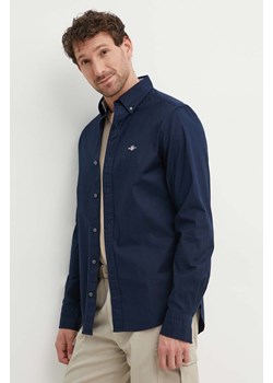 Gant koszula bawełniana męska kolor granatowy slim z kołnierzykiem button-down ze sklepu ANSWEAR.com w kategorii Koszule męskie - zdjęcie 172427204
