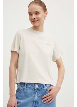Tommy Jeans t-shirt bawełniany damski kolor beżowy ze sklepu ANSWEAR.com w kategorii Bluzki damskie - zdjęcie 172427260