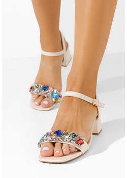 Beżowe sandały na słupku Maxiria ze sklepu Zapatos w kategorii Sandały damskie - zdjęcie 172427344