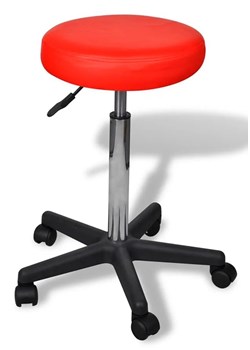 Czerwony okrągły tapicerowany taboret mobilny - Albin ze sklepu Edinos.pl w kategorii Krzesła do biurka - zdjęcie 172427451