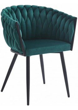 Zielone krzesło welurowe z podłokietnikami - Avax ze sklepu Edinos.pl w kategorii Krzesła - zdjęcie 172427944