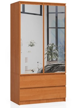 Klasyczna szafa z lustrem olcha - Ellori ze sklepu Edinos.pl w kategorii Szafy - zdjęcie 172427980