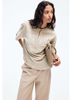 H & M - Obszerny T-shirt z nadrukiem - Beżowy ze sklepu H&M w kategorii Bluzki damskie - zdjęcie 172428694