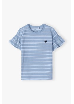 T-shirt dla dziewczynki - niebieski w paski ze sklepu 5.10.15 w kategorii Bluzki dziewczęce - zdjęcie 172428872