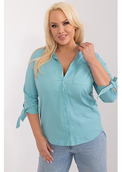 Koszula Plus Size Z Rękawem 3/4 pistacjowa ze sklepu 5.10.15 w kategorii Koszule damskie - zdjęcie 172428892