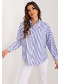 Bawełniana koszula overize w paski biało-niebieska ze sklepu 5.10.15 w kategorii Koszule damskie - zdjęcie 172428893