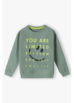 Bluzka chłopięca bawełniana zielona z nadrukiem ze sklepu 5.10.15 w kategorii Bluzy chłopięce - zdjęcie 172428903