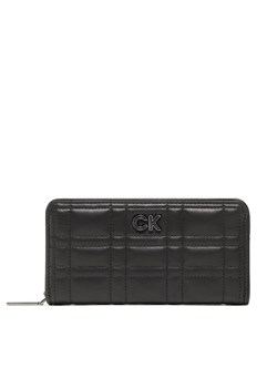 Duży Portfel Damski Calvin Klein Re-Lock Quilt Z/A Wallet Lg K60K609912 Czarny ze sklepu eobuwie.pl w kategorii Portfele damskie - zdjęcie 172429311
